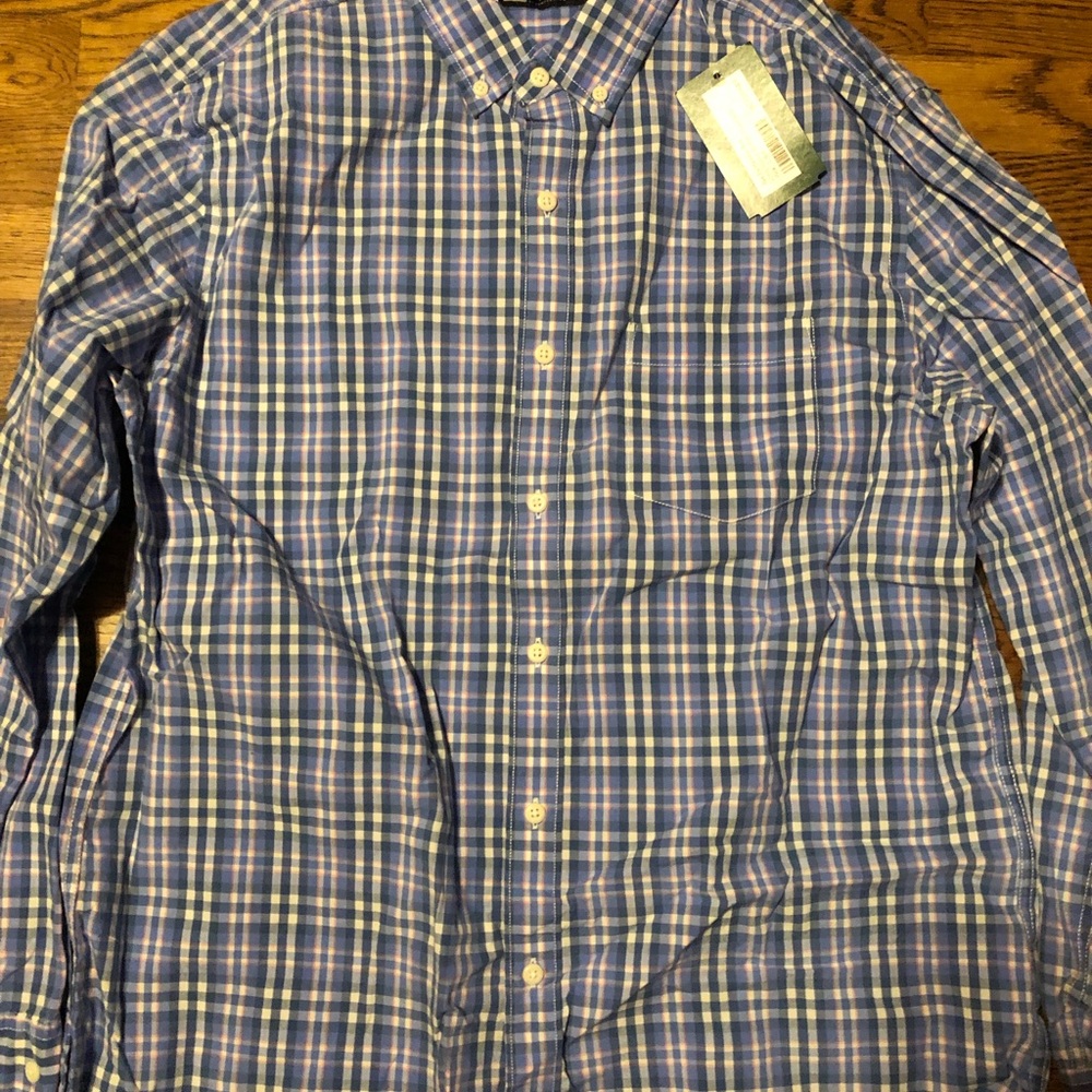 Brand Rye button up shirt, blue, size large short